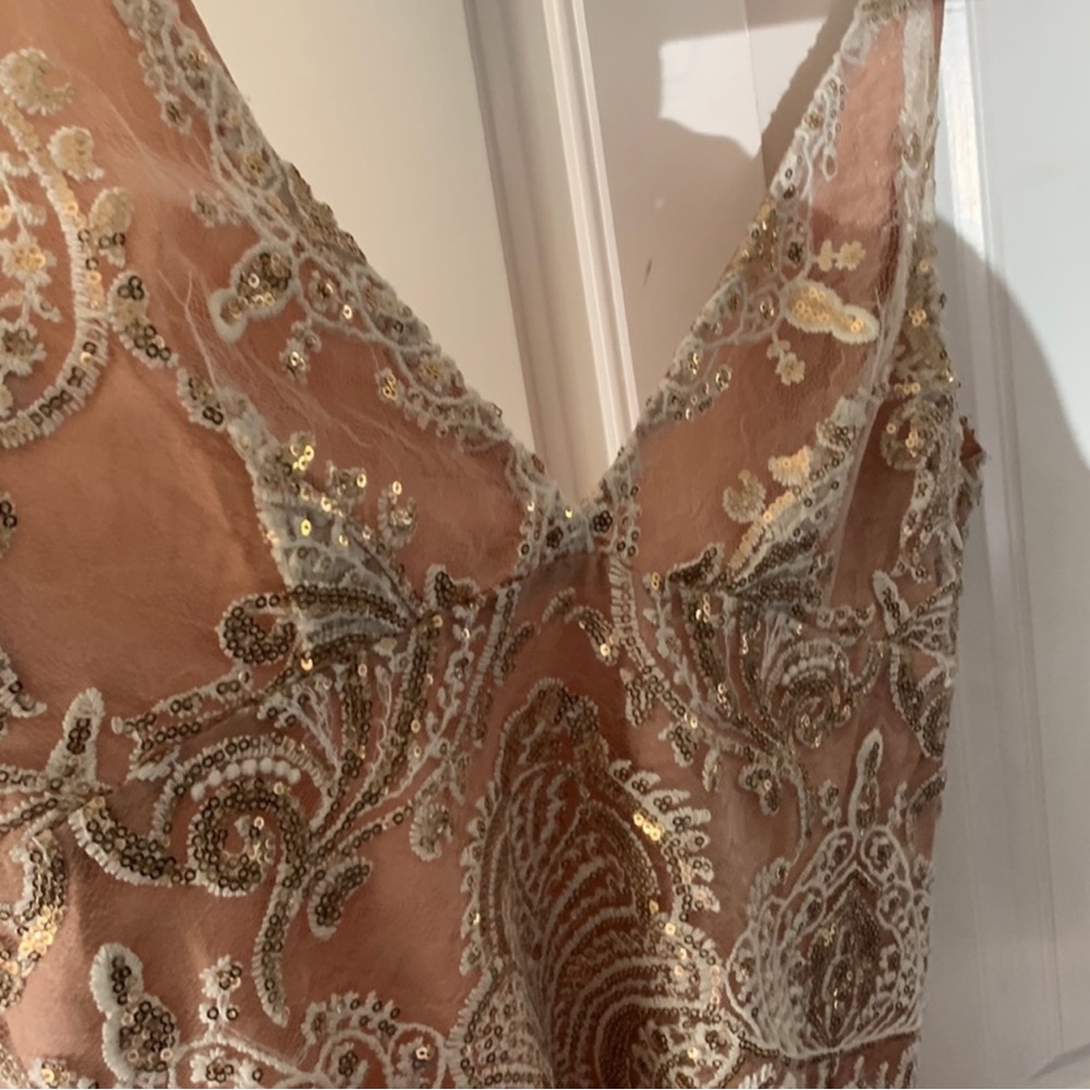 Free People Night Shimmers Nude Gold Sequin Mini Dress - Picture 8 of 10